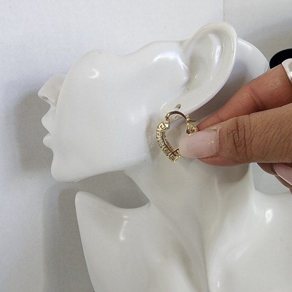Gold Greek Key Heart Shaped Hoop Earrings - Picture 6 of 7